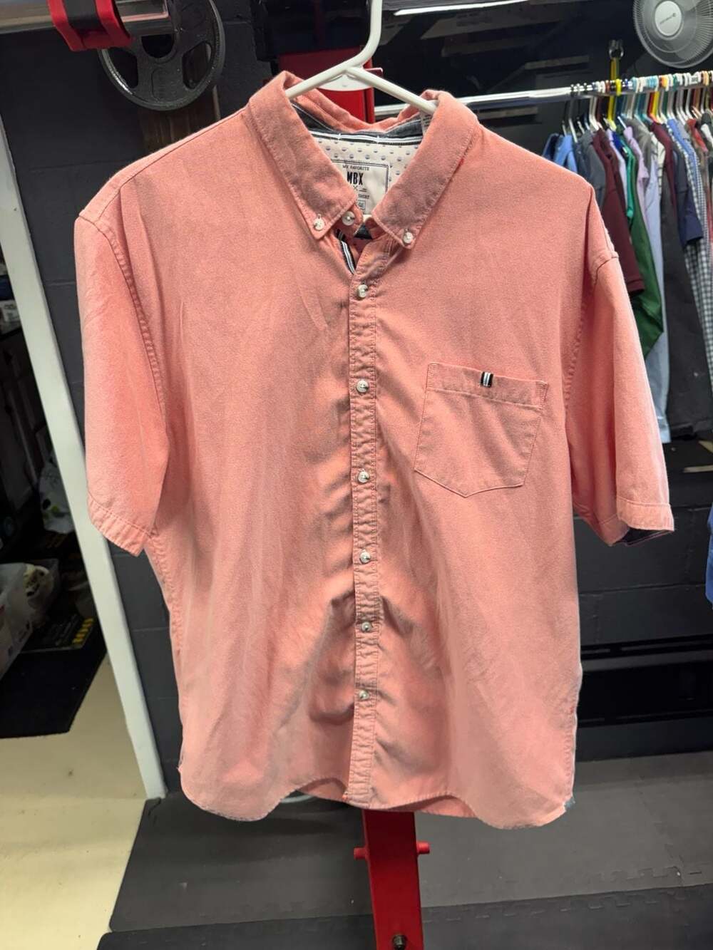 MBX My Favorite Salmon Orange Short Sleeve Oxford Button Down Shirt